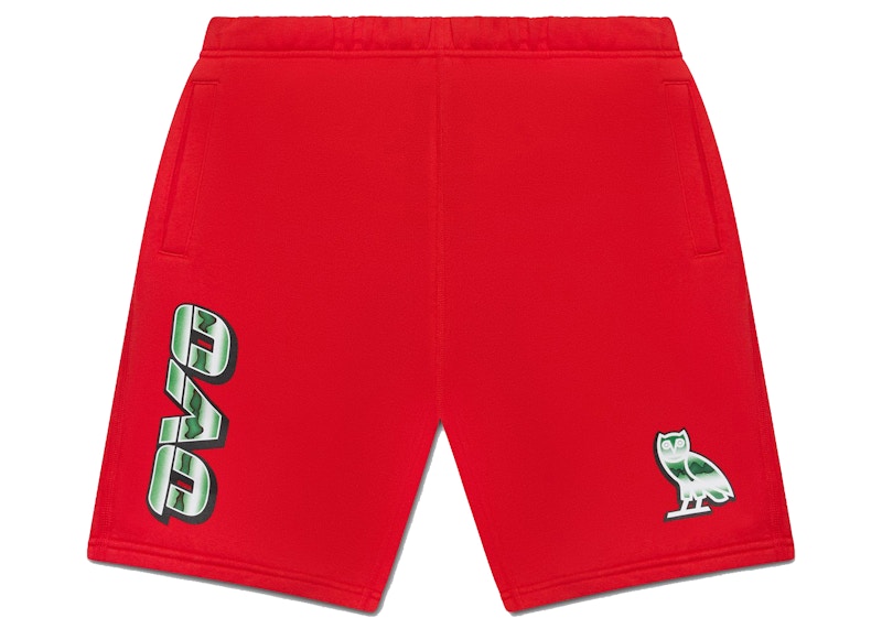 OVO Liquid Chrome Owl Sweatshort Red