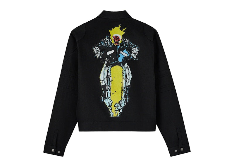 OVO Marvel Ghost Rider Denim Moto Jacket Black Rigid