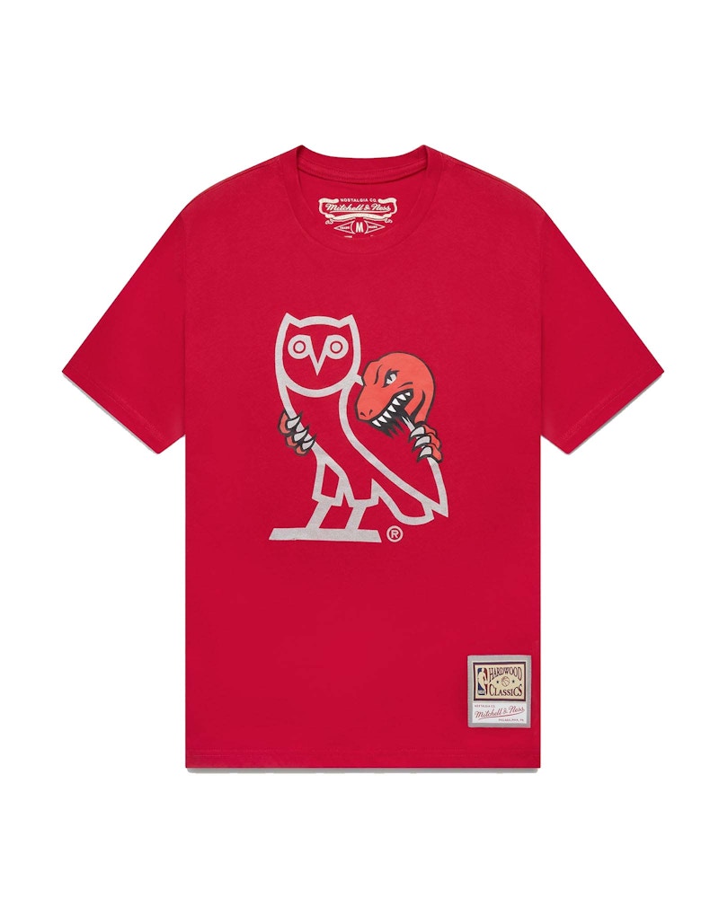 OVO Mitchell And Ness '95 Raptors OG Owl T-Shirt Red