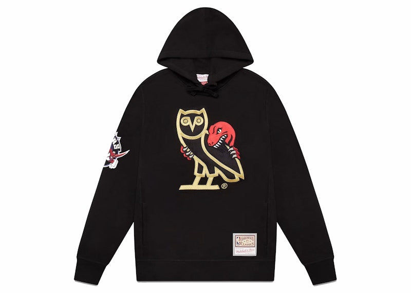 OVO Mitchell & Ness 1995 Raptors OG Owl Hoodie Black