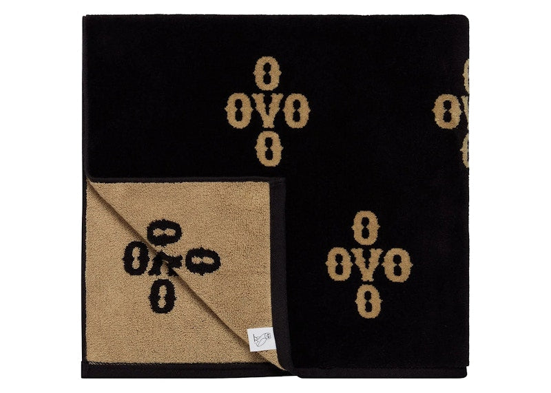 OVO Monogram Beach Towel Black/Gold