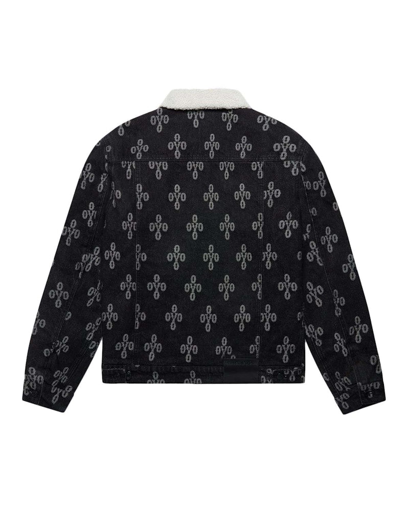 OVO Monogram Denim Trucker Jacket Washed Black