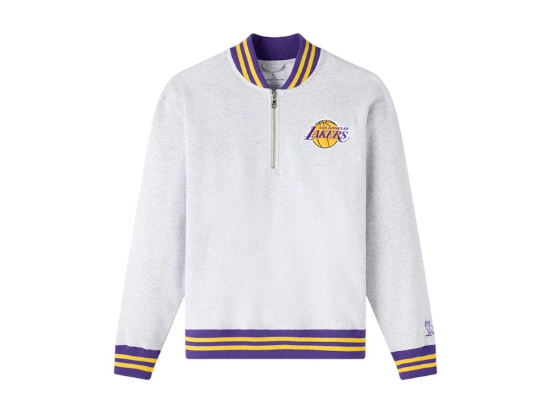 OVO NBA Los Angeles Lakers Quarter-Zip Quarter Zip Mockneck Sweatshirt Ash Heather Grey