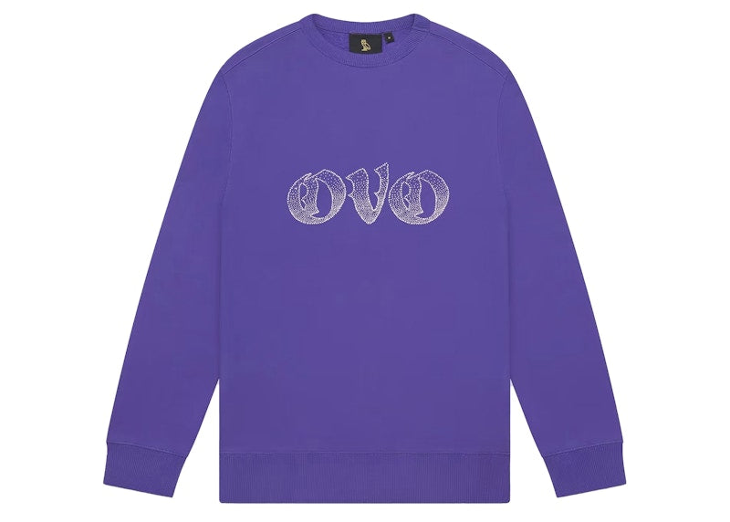 OVO Old English Rhinestone Crewneck Purple