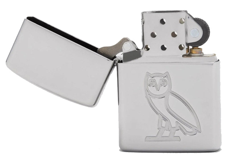 OVO Owl Zippo Lighter Silver