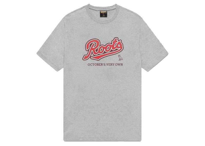 OVO Roots Heritage Script T-Shirt Heather Grey