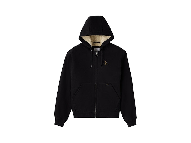 OVO Sherpa Lined Hooded Work Jacket Black