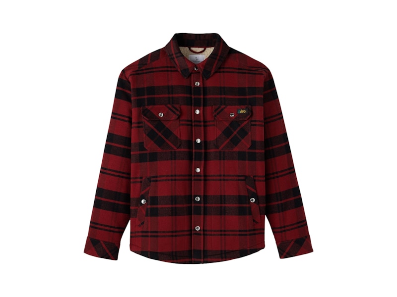 OVO Sherpa Lined Shirt Jacket Red Plaid