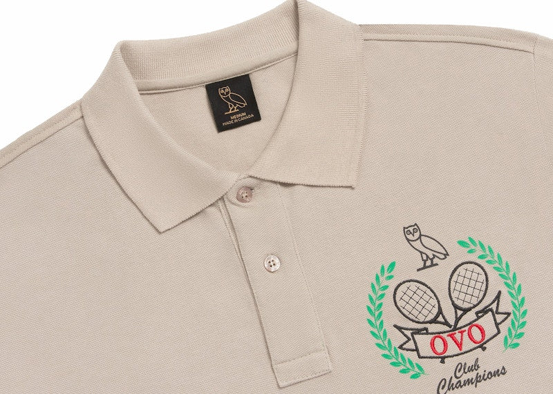 OVO Tennis Crest Pique Polo Sand