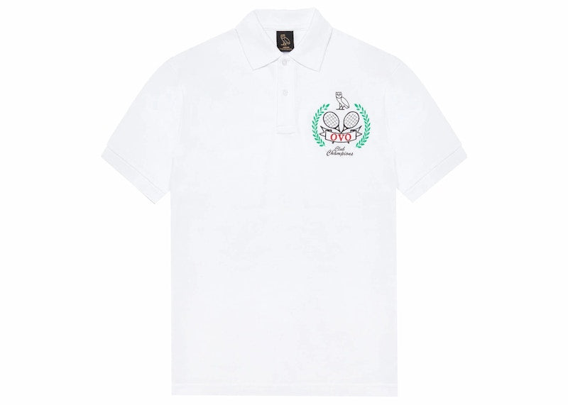OVO Tennis Crest Pique Polo White