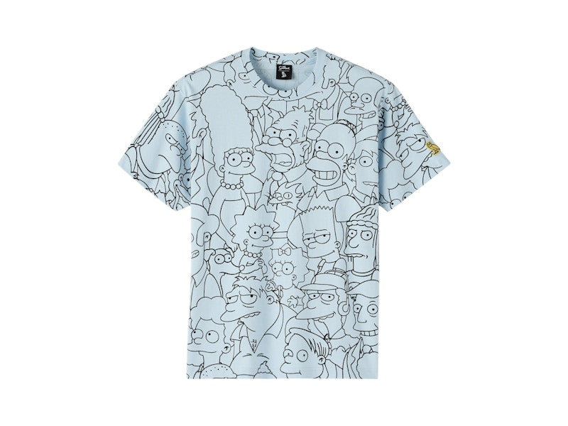 OVO The Simpsons All Over Print T-Shirt Light Blue/Black