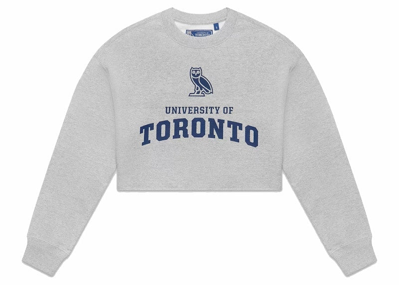 OVO U Of T Womens Cropped Crew Heather Grey