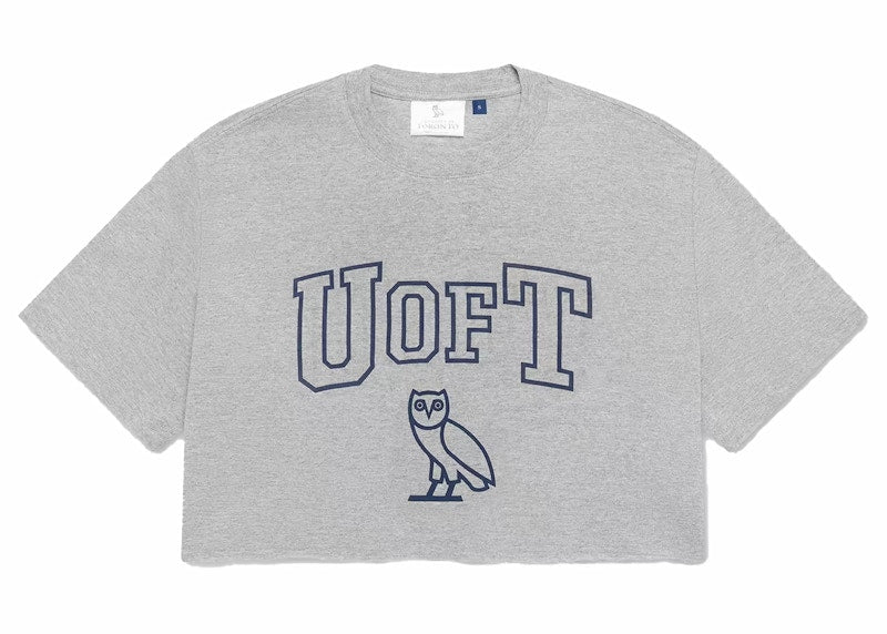 OVO U Of T Womens Cropped T-Shirt Heather Grey