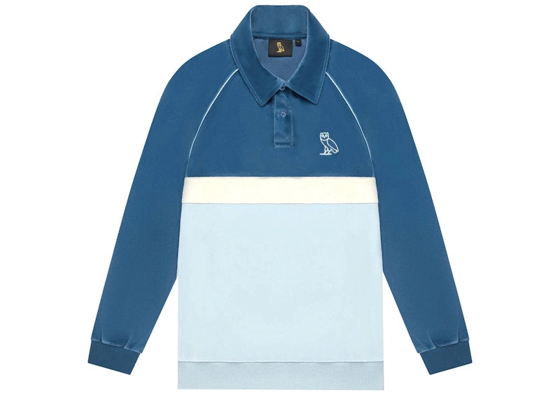 OVO Velour Longsleeve Polo Blue/Skyway