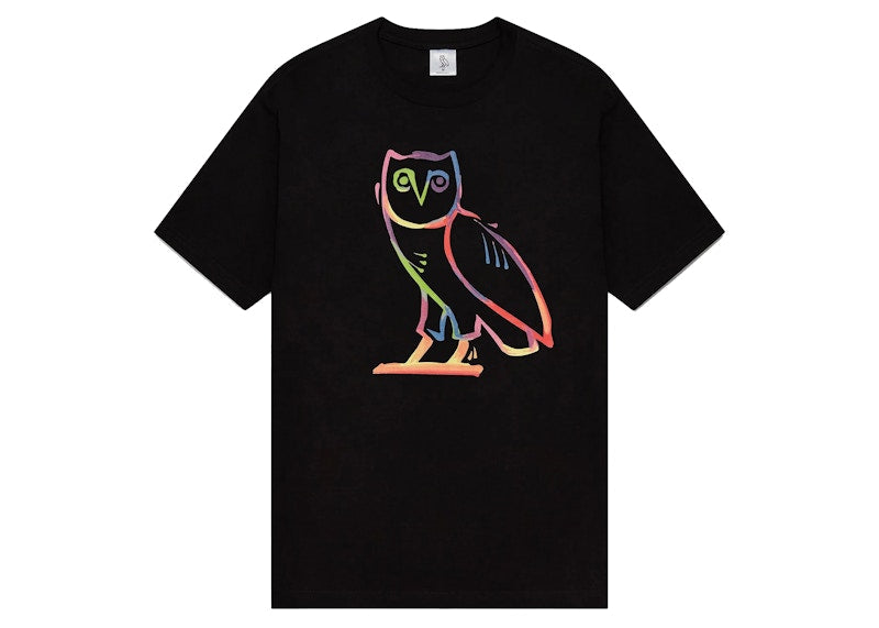 OVO Watercolour Owl T-shirt Black