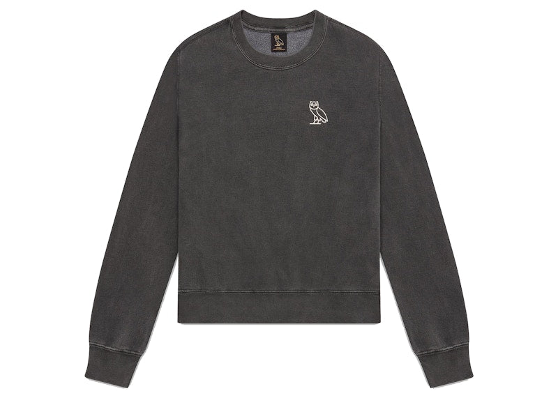 OVO Womens Garment Dye Crewneck Black