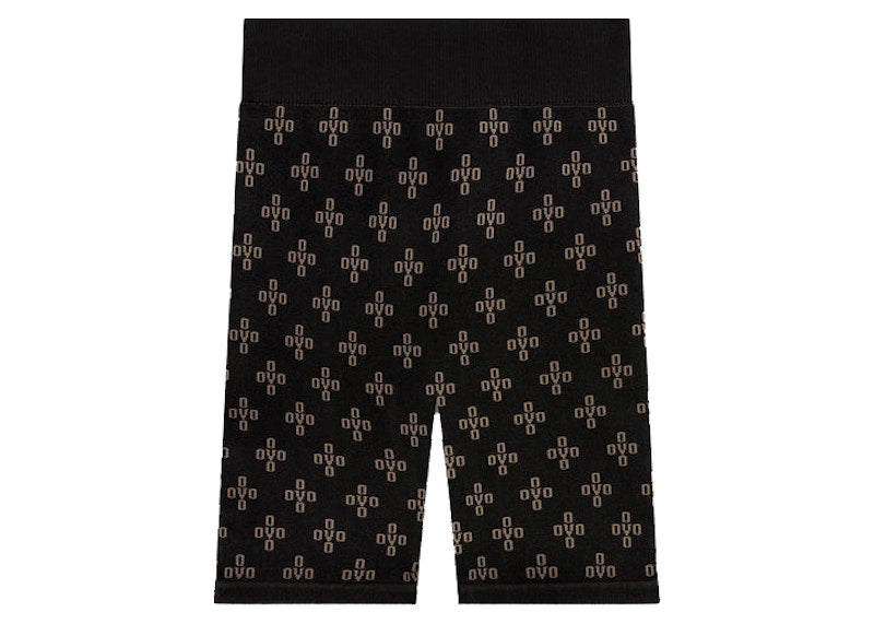 OVO Women's Monogram Rib Knit Bike Short Black/Beige