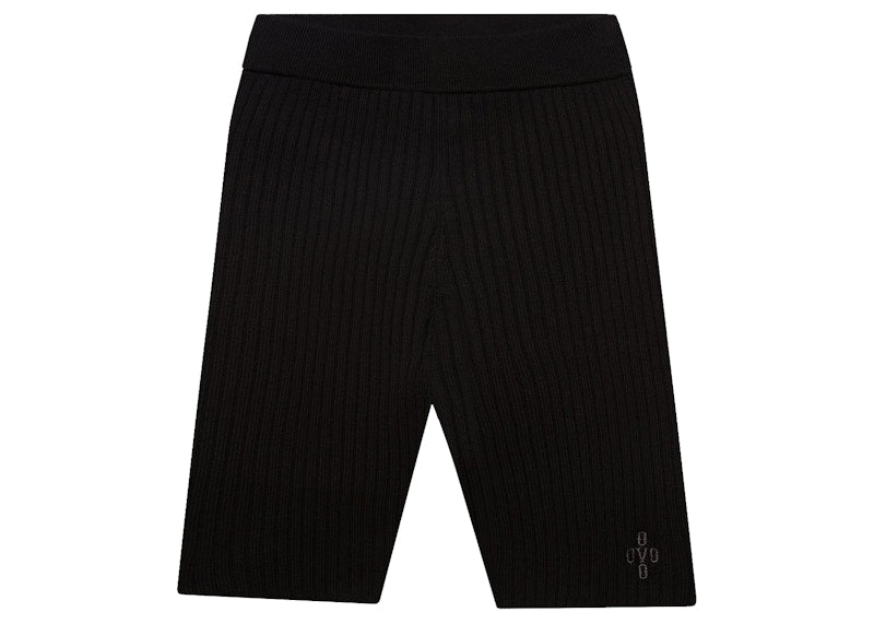 OVO Womens Ribbed Knit Bike Short Black