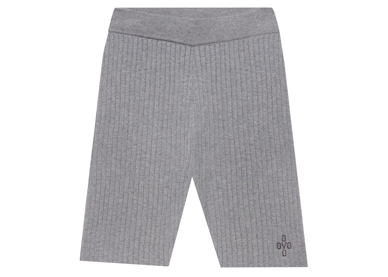 OVO Womens Ribbed Knit Bike Short Heather Grey