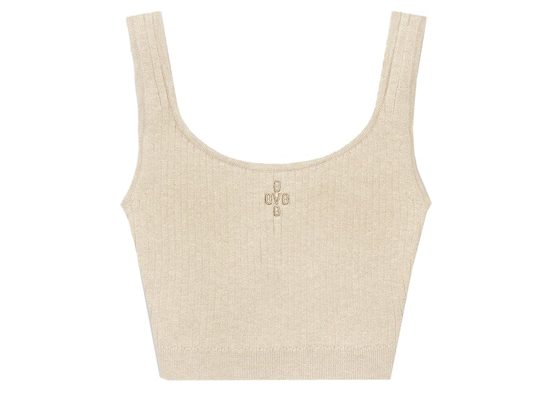 OVO Womens Ribbed Knit Cropped Tank Oatmeal