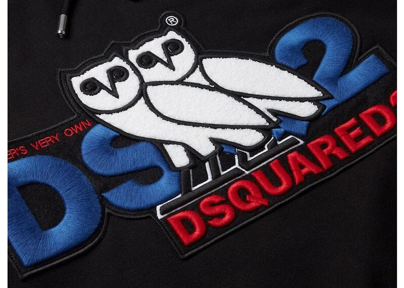 OVO x DSquared Chenille Hoodie Black