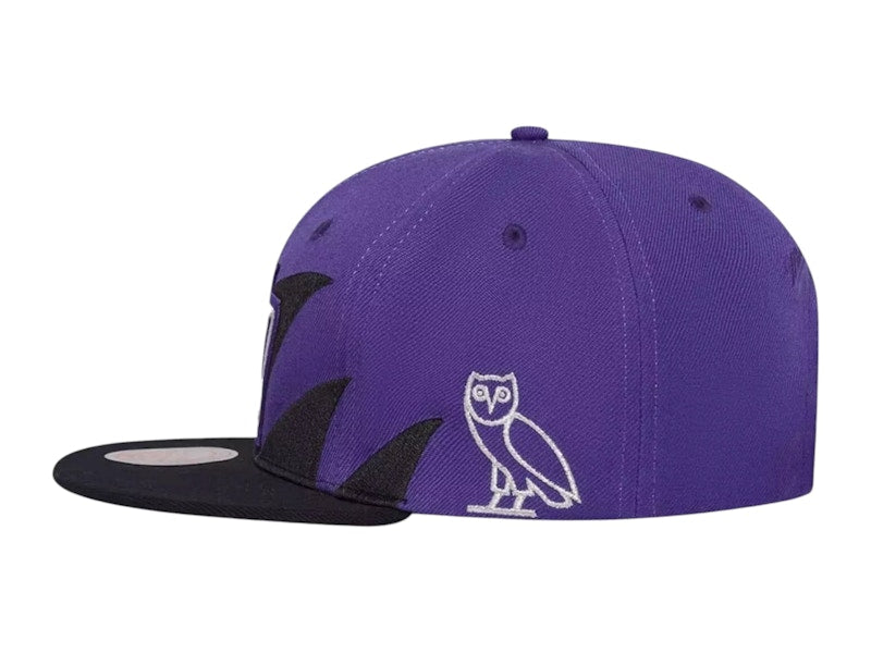 OVO x Mitchell & Ness Toronto Raptors ‘95 Draft Day Snapback Hat Black/Purple