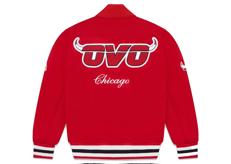 OVO x NBA Bulls Varsity Jacket Red