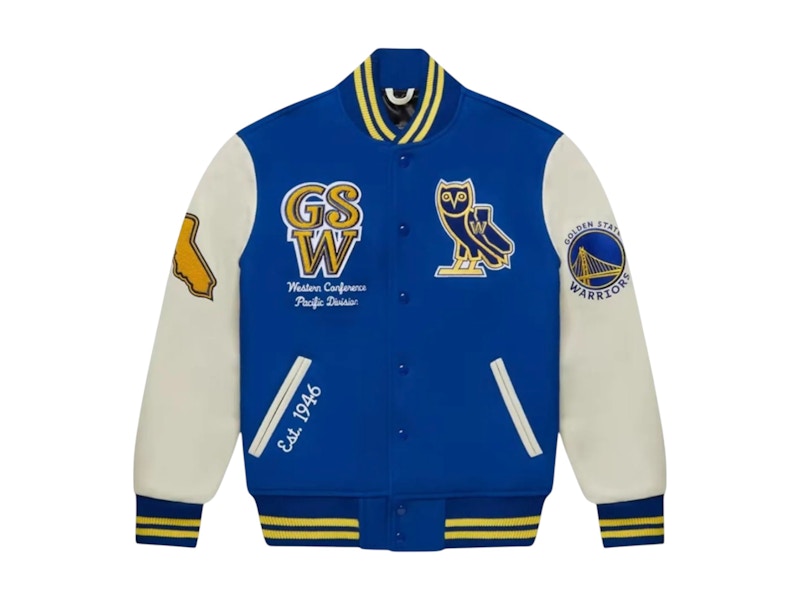 OVO x NBA Golden State Warriors Varsity Jacket Blue