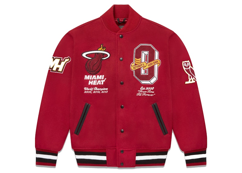 OVO x NBA Heat Varsity Jacket Red