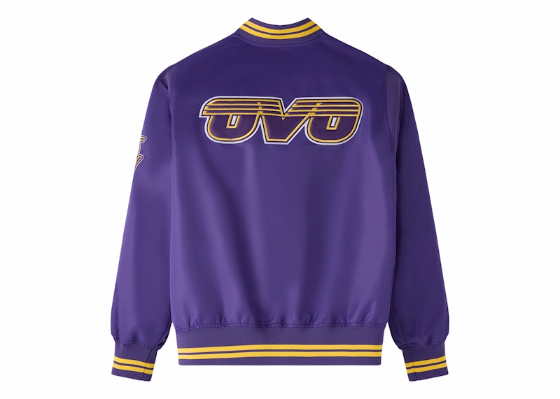 OVO x NBA Los Angeles Lakers Satin Varsity Jacket Purple