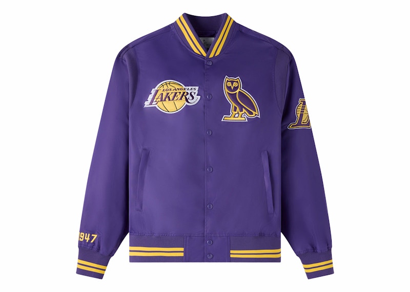 OVO x NBA Los Angeles Lakers Satin Varsity Jacket Purple