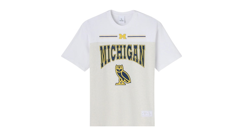 OVO x NCAA Michigan Wolverines Paneled T-shirt Ash Heather Grey