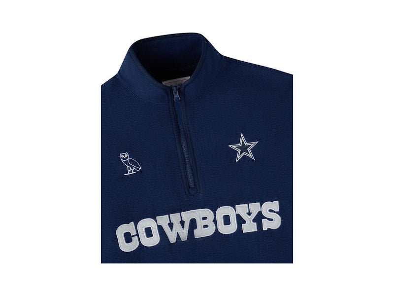 OVO x NFL Dallas Cowboys Polartec Mock Neck Quarter-Zip Microfleece Sweatshirt Navy
