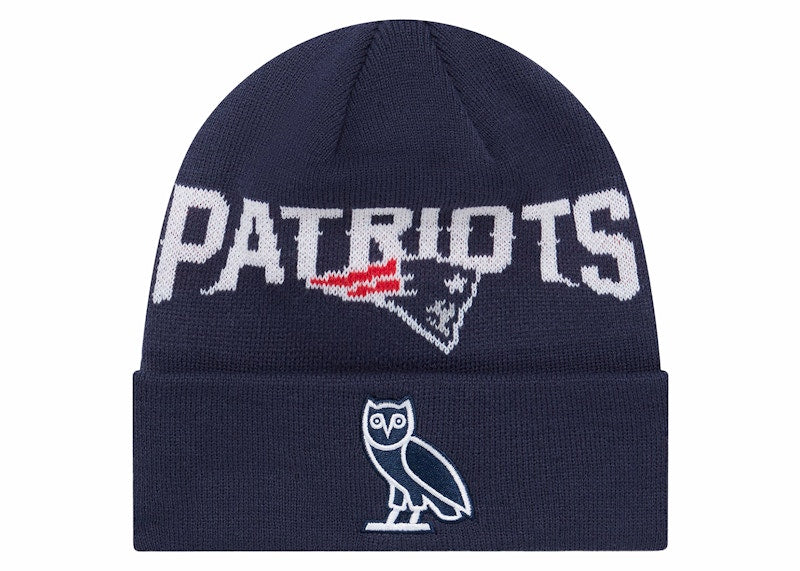 OVO x NFL New England Patriots New Era Beanie Blue