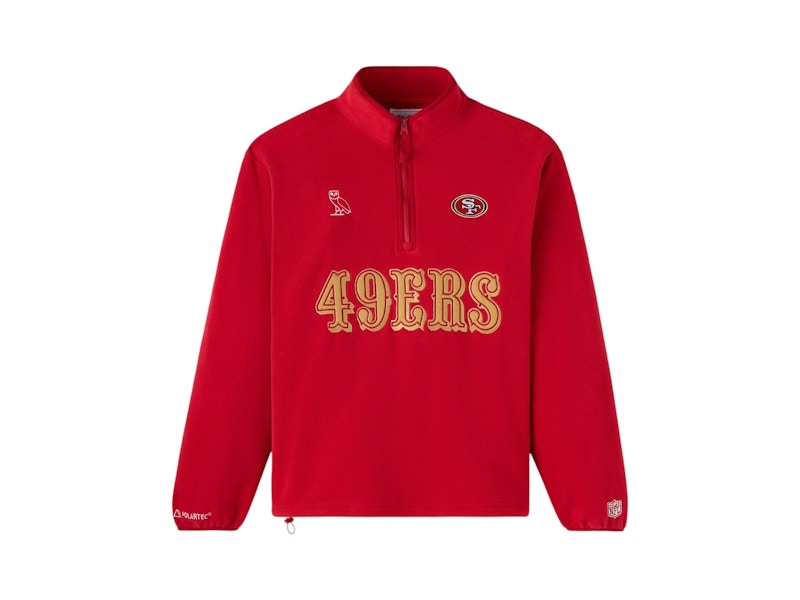 OVO x NFL San Francisco 49Ers Polartec Mock Neck Quarter-Zip Fleece Red