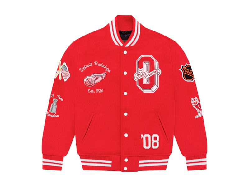 OVO x NHL Detroit Red Wings Varsity Jacket Red