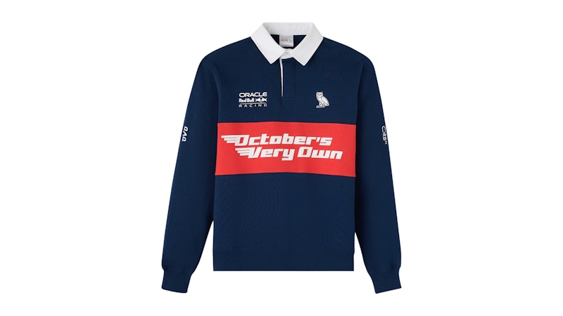 OVO x Oracle Red Bull Racing Full-Button Fleece Rugby Sweatshirt Navy