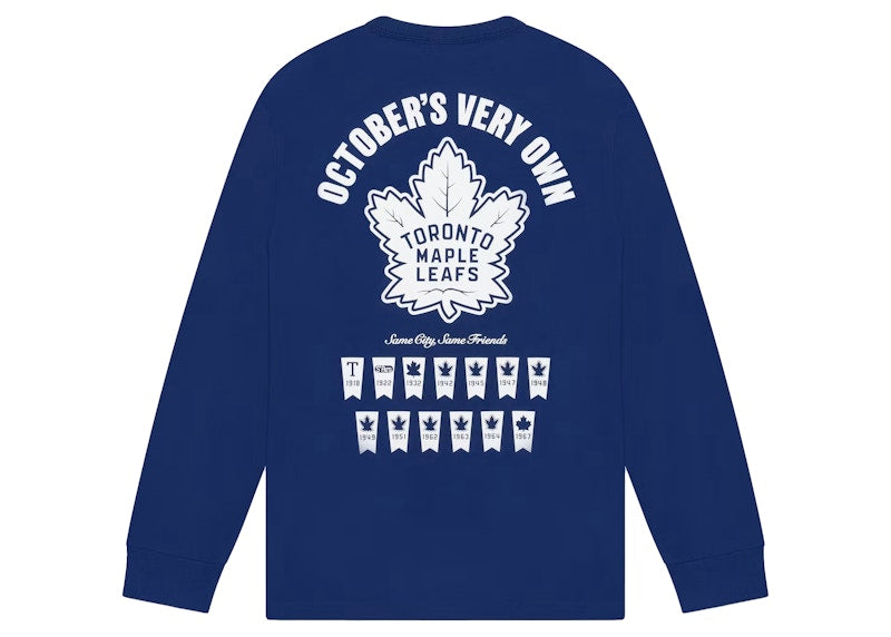 OVO x Toronto Maple Leafs Banner Longsleeve T-Shirt Blue