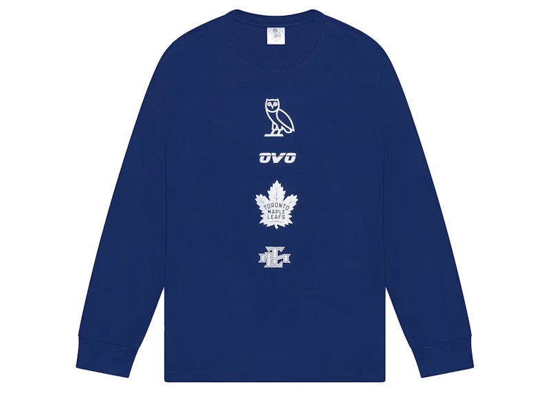 OVO x Toronto Maple Leafs Banner Longsleeve T-Shirt Blue