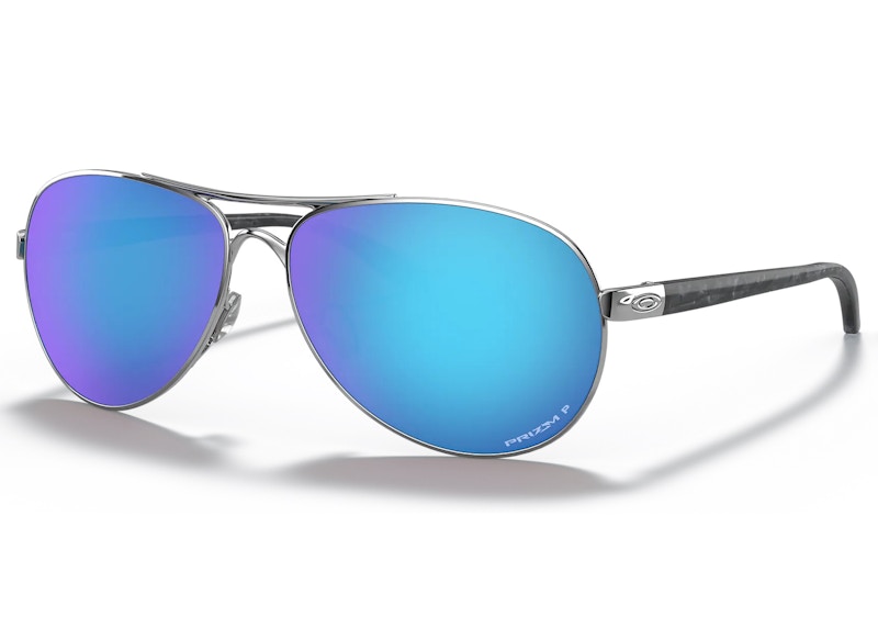 Oakley Feedback Sunglasses Polished Chrome/Prizm Sapphire Polarized (OO4079-3359)