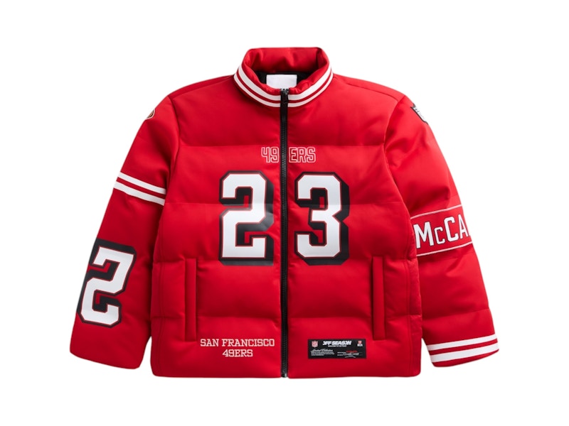 Off Season x NFL Christian Mccaffrey San Francisco 49Ers Player Puffer Jacket Scarlet Red