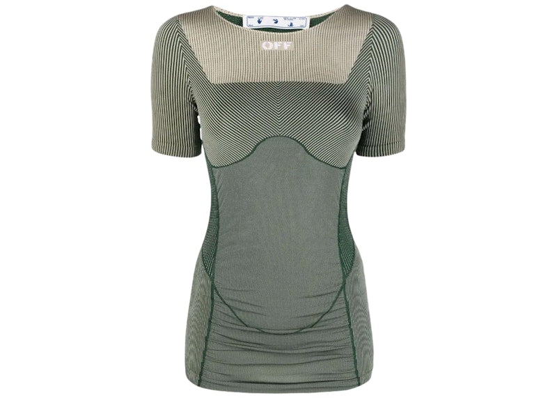 OFF-WHITE ATHL Shiny Seamless T-shirt Green/White