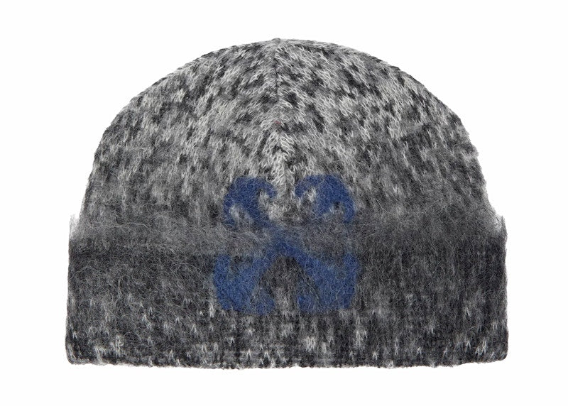 OFF-WHITE Arrow Fuzzy Mohair Knit Beanie Dark Grey