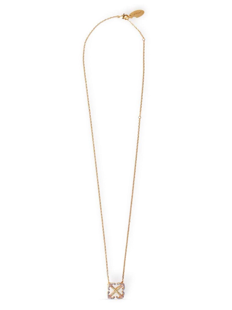 Off-White Arrows Crystal-Embellished Necklace Gold/Multicolor