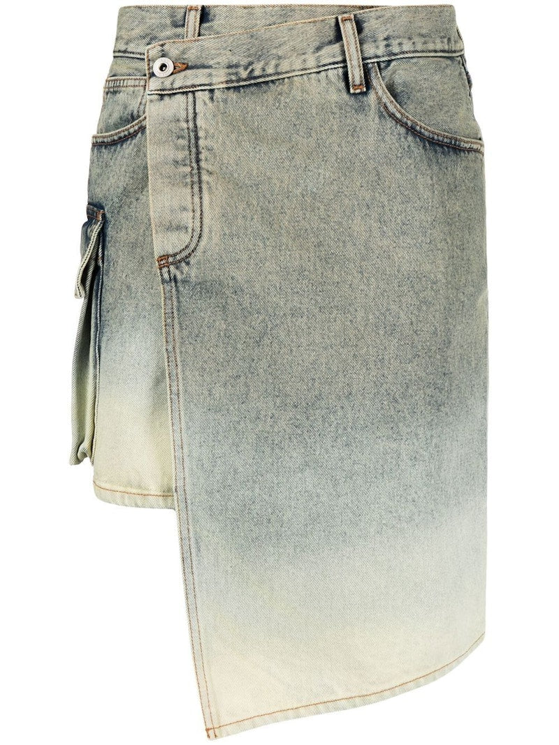 OFF-WHITE Asymmetric Denim Skirt Mint Green