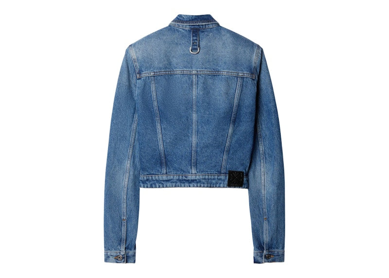 OFF-WHITE Belt-Detailed Denim Jacket Blue
