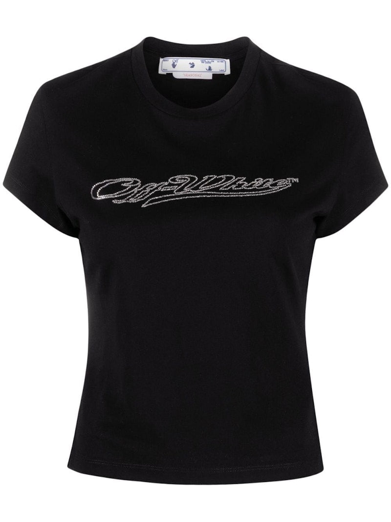 OFF-WHITE Bling Logo-Print Short-Sleeve T-Shirt Black