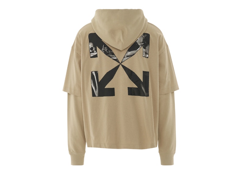 OFF-WHITE Caravaggio Arrow Double Hooded T-Shirt Dark Sand