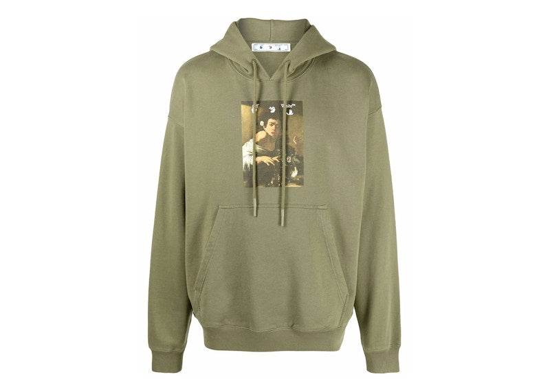 OFF-WHITE Caravaggio Boy Bitten By A Lizard Skate Hoodie Green/Multi