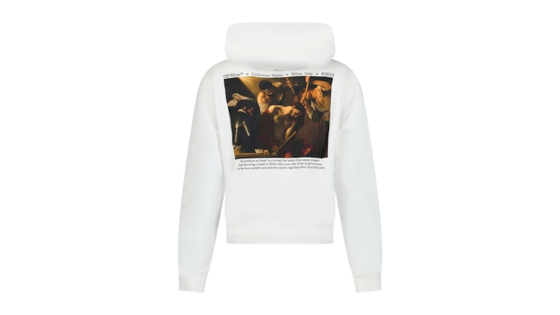 OFF-WHITE Caravaggio Crowing Design Oversized Hoodie White